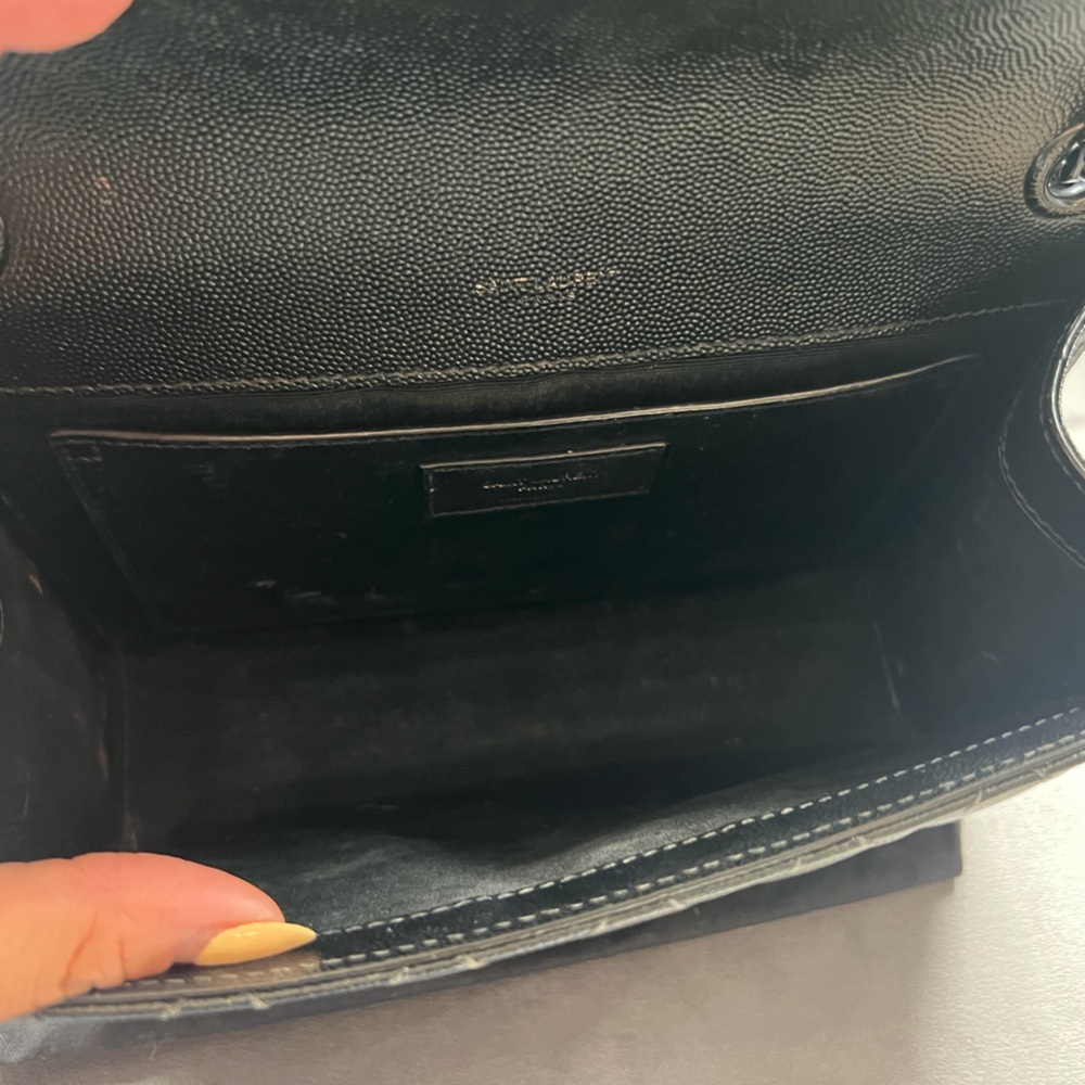YSL Grain De Poudre Textured Mixed Matelasse Triquilt Monogram Bag Black - Picture 13 of 16